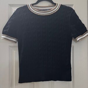 Tommy Hilfiger Black and Tan Knit Sweater